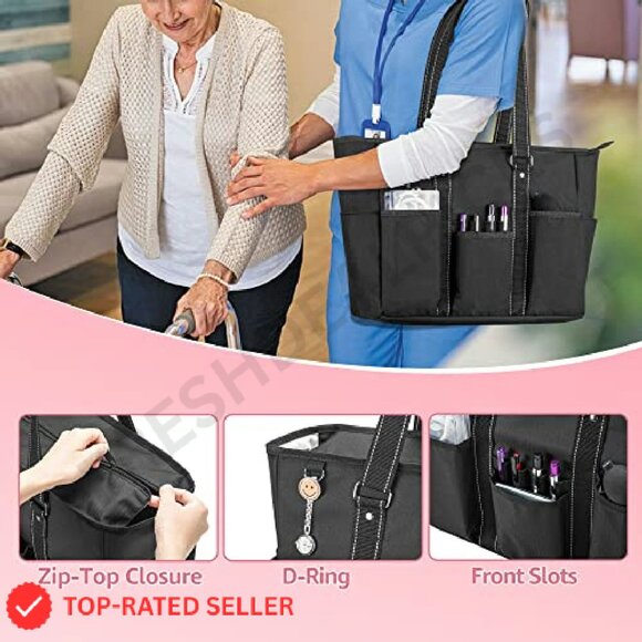 Professional Nurse Tote Bag Padded Laptop Sleeve Multiple Pockets Functional - Picture 4 of 7